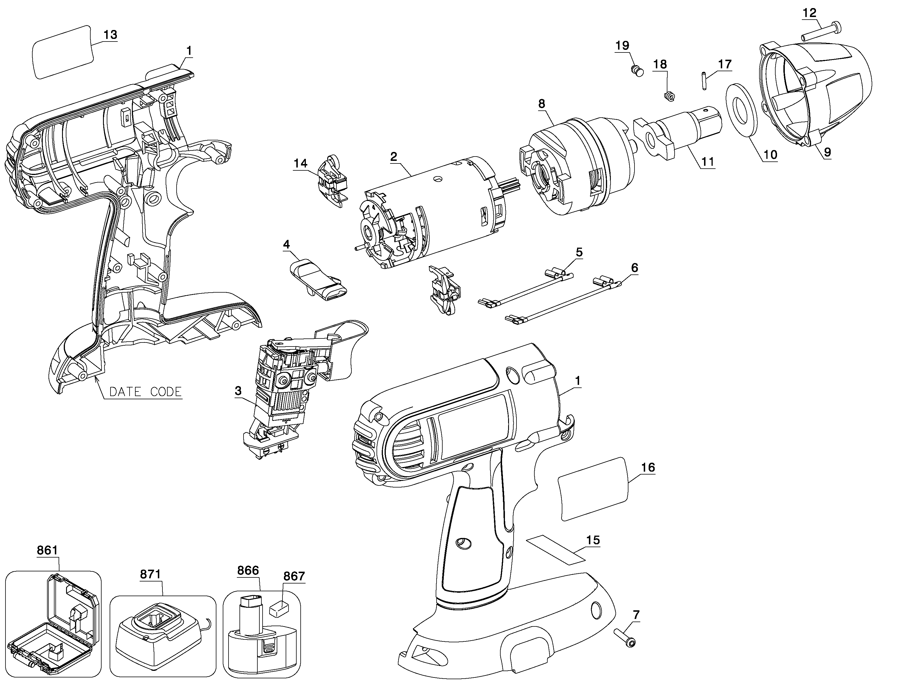DC821B | IMPACT WRENCHES | SCREWDRVING | Dewalt | null | ServiceNet B2B